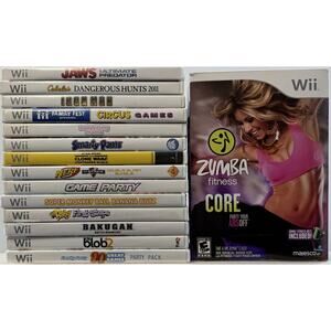 Lot of 15 Nintendo Wii Games Bundle Zumba Fitness Core + Belt CIB
